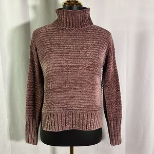 NWT Pink Rose Sugar Plum Long Sleeve Chenille Turtleneck Sweater